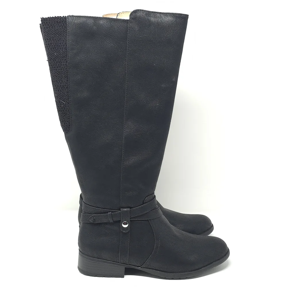 LifeStride Xtrovert Black Wide Calf Riding Boots  Water-Resistant - Picture 4 of 12